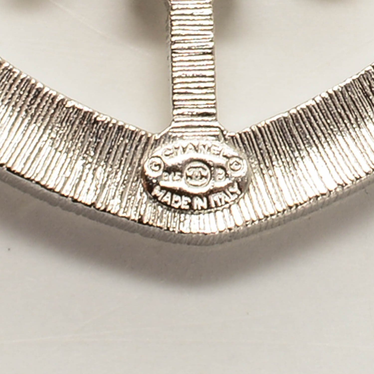 Chanel Swarovski Baguette Crystal CC Shield Brooch Silver 5 of 5