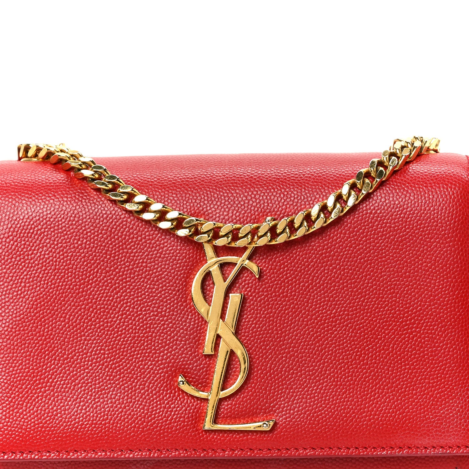 Saint Laurent Grain De Poudre Small Monogram Kate Satchel Red 8 of 11