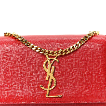 Saint Laurent Grain De Poudre Small Monogram Kate Satchel Red 8 of 11