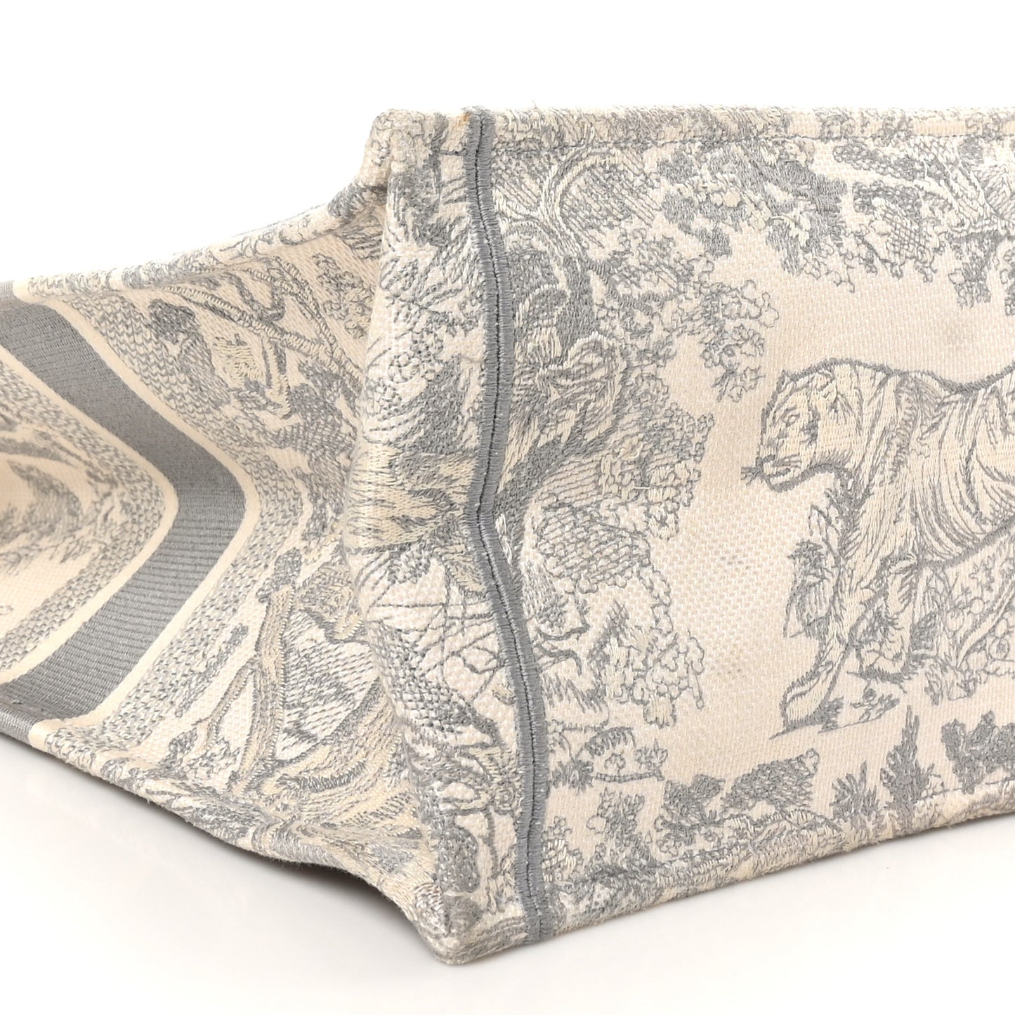 Canvas Embroidered Large Dioriviera Toile De Jouy Book Tote Gray