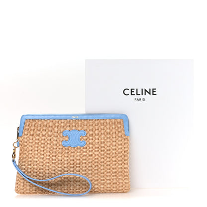 Celine Raffia Small Pouch With Strap Sky Blue 9 of 9