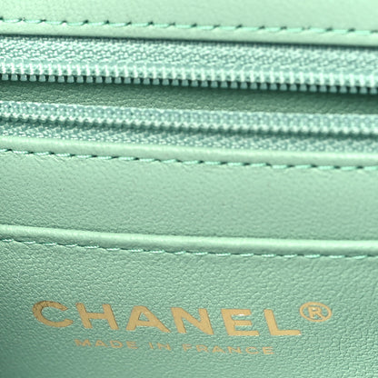 Chanel Lambskin Quilted Mini Top Handle Rectangular Flap Pink Green 6 of 11