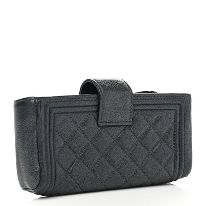 Chanel Metallic Calfskin Quilted Mini Boy Phone Holder Clutch Grey 3 of 8