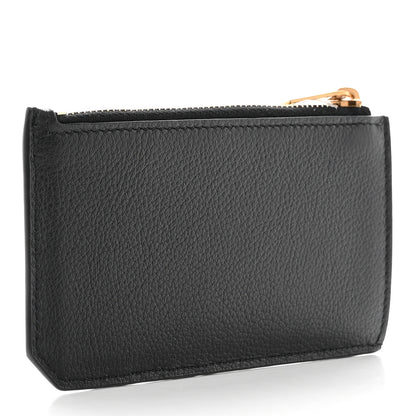 Saint Laurent Grained Calfskin Monogram 5 Fragments Zip Pouch Card Holder Black 3 of 11