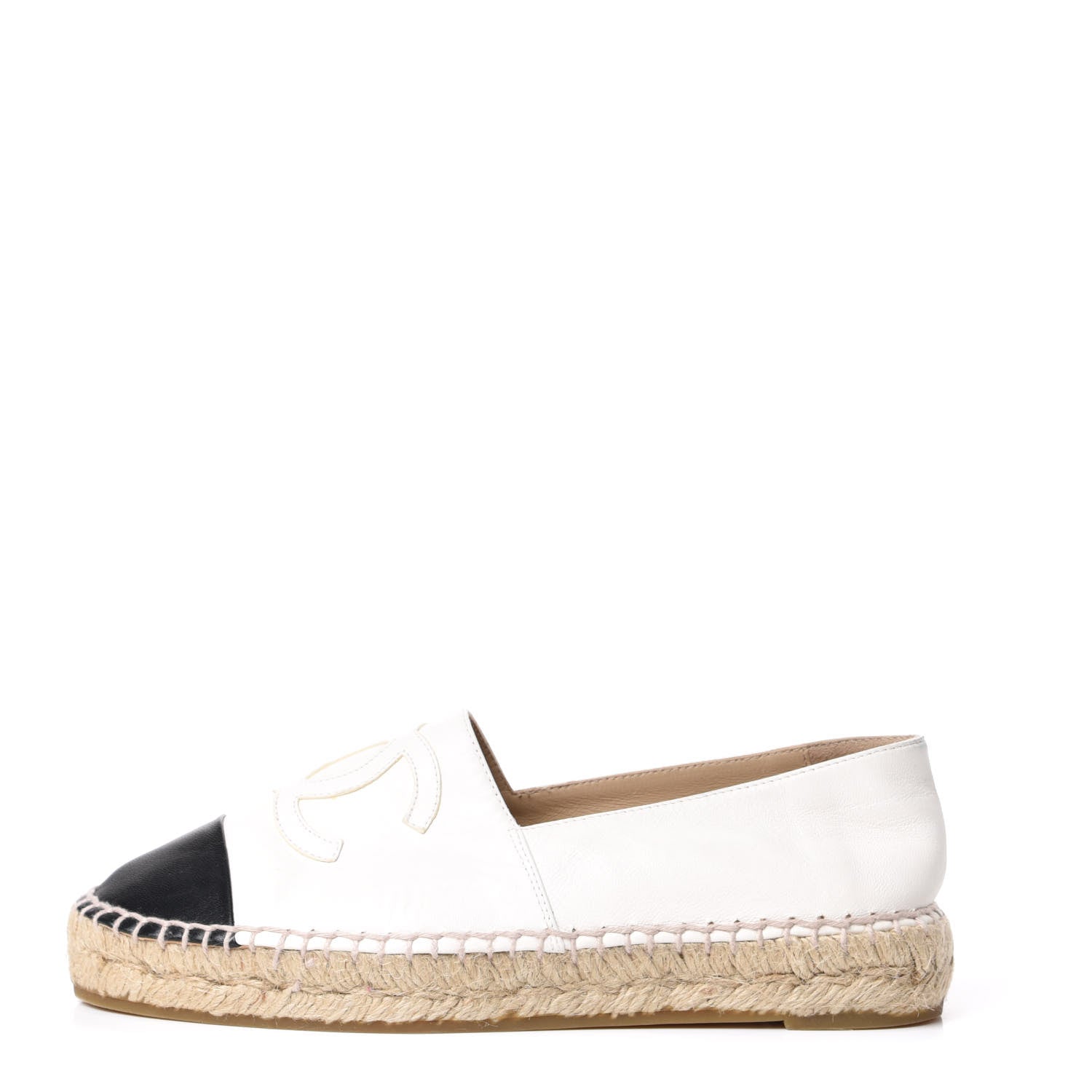Chanel Lambskin CC Espadrilles 36 White Black 1 of 11
