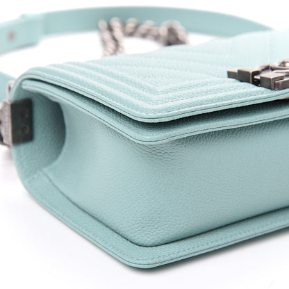 Chanel Caviar Chevron Quilted Small Boy Flap Light Blue 7 of 9