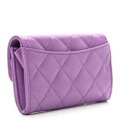 Chanel Caviar Quilted Flap Card Holder Wallet Purple 4 of 10