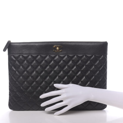 Chanel Lambskin Quilted Large Vintage Mademoiselle Cosmetic Case Black 2 of 8