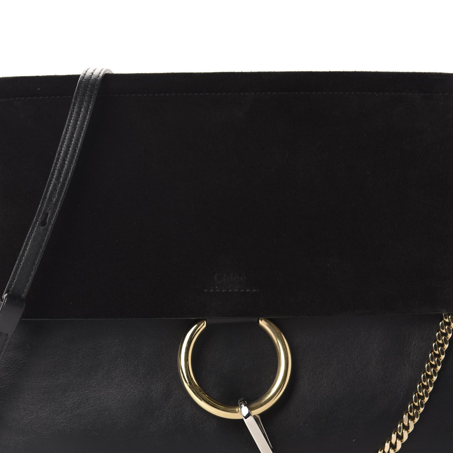 Suede Calfskin Medium Faye Shoulder Bag Black