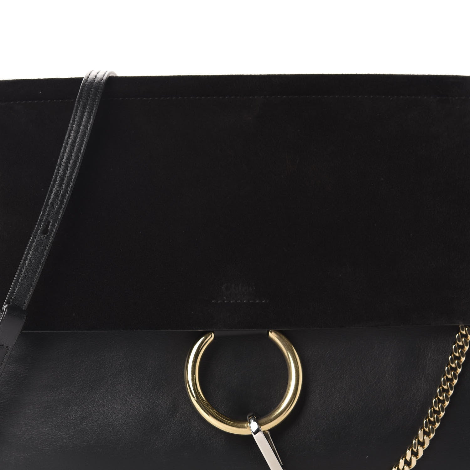 Chloe Suede Calfskin Medium Faye Shoulder Bag Black 10 of 10