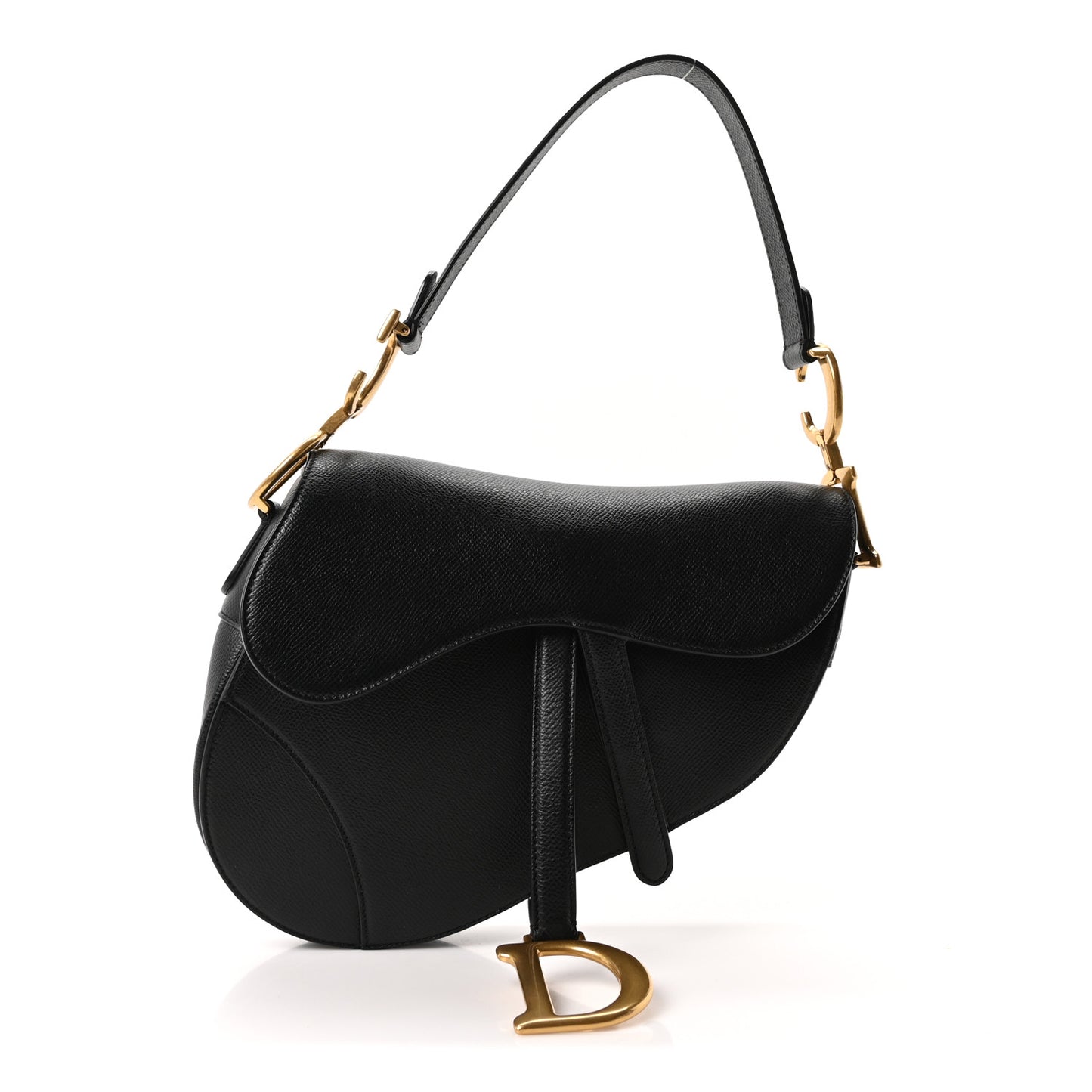 Grained Calfskin Saddle Bag Black