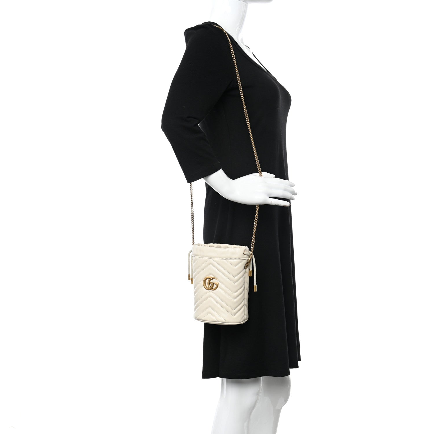 Gucci Calfskin Matelasse Mini GG Marmont 2.0 Bucket Bag White 2 of 11