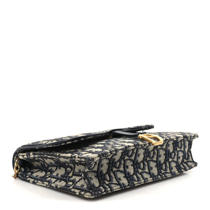 Christian Dior Oblique Saddle Chain Pouch Blue 3 of 9