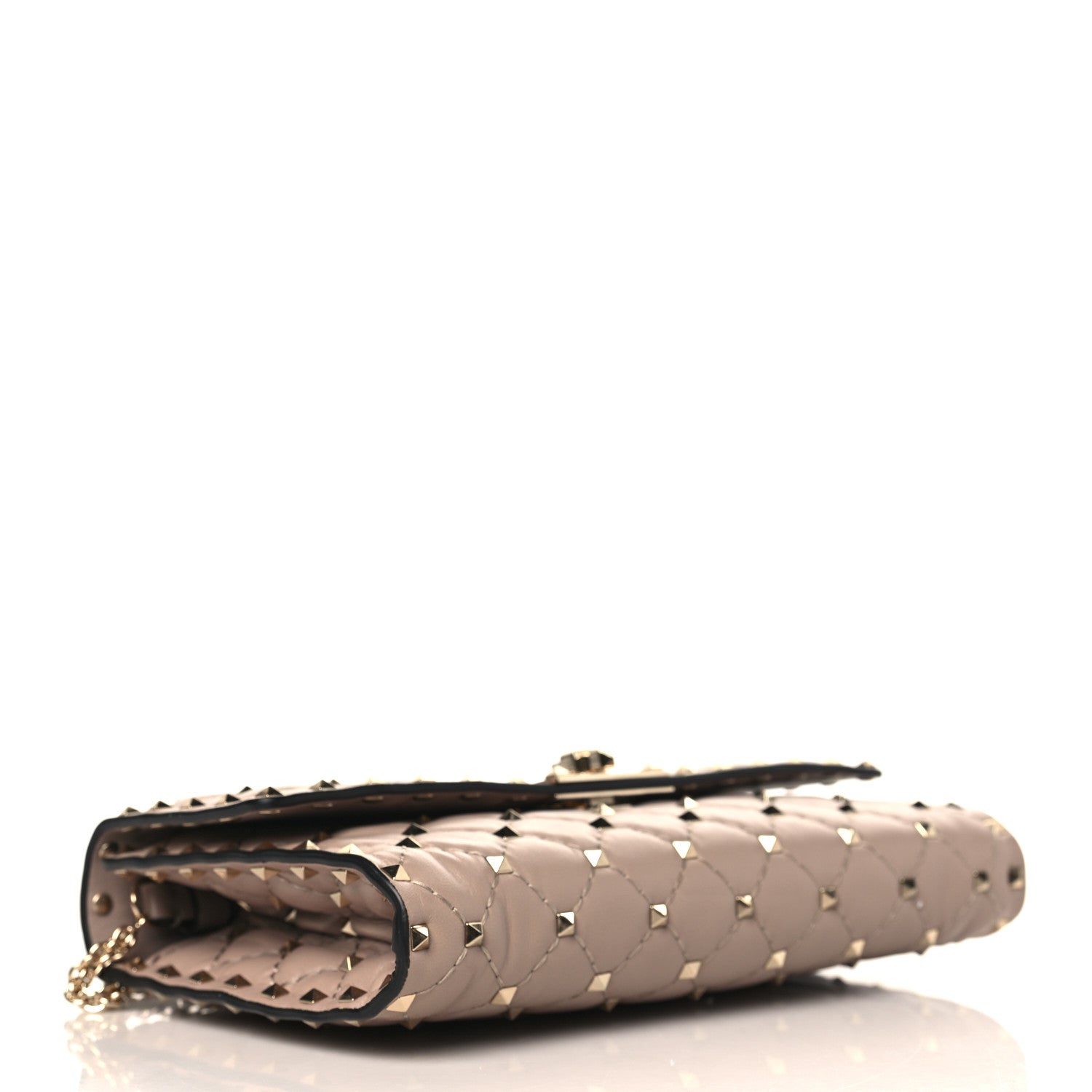 Valentino Garavani Lambskin Rockstud Spike Wallet on Chain Poudre 4 of 8