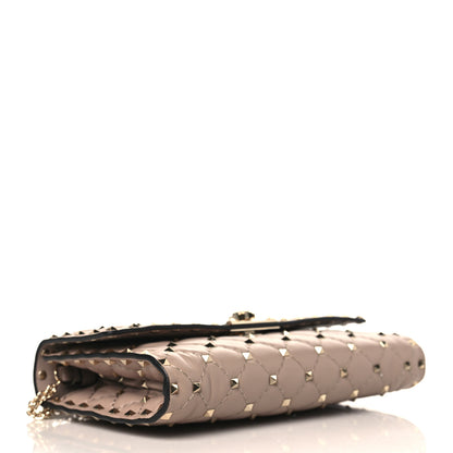 Valentino Garavani Lambskin Rockstud Spike Wallet on Chain Poudre 4 of 8