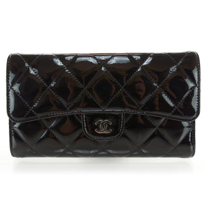 Chanel Patent Quilted Large Flap Wallet Black 1 of 9