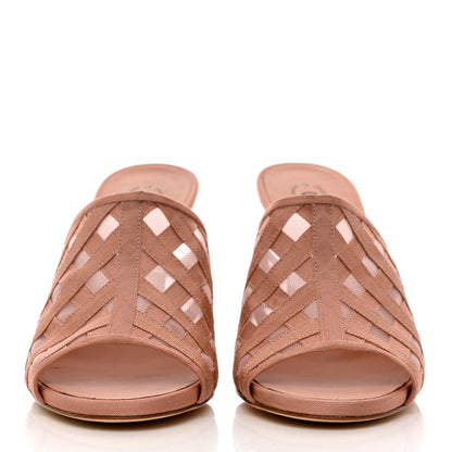 Chanel Mesh Grosgrain CC Mules 40 Beige Pink 2 of 14