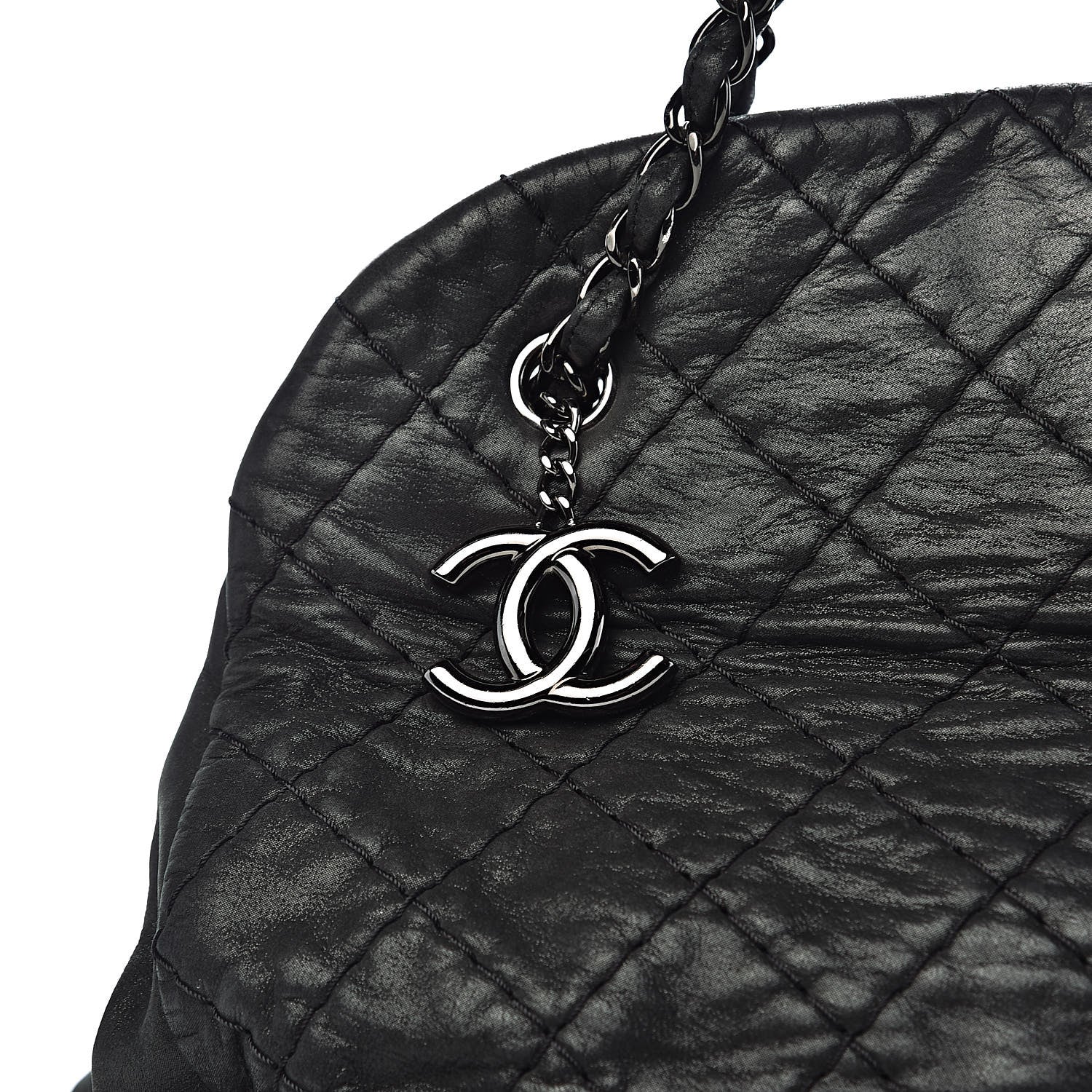 Chanel Iridescent Calfskin Extra Large Just Mademoiselle Bowling Bag Black 15 of 15