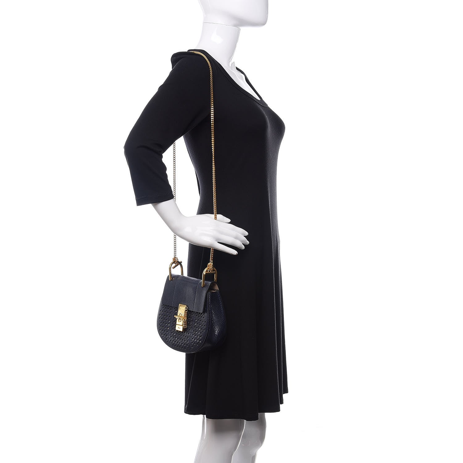 Chloe Ayers Perforated Mini Drew Shoulder Bag Navy 2 of 13