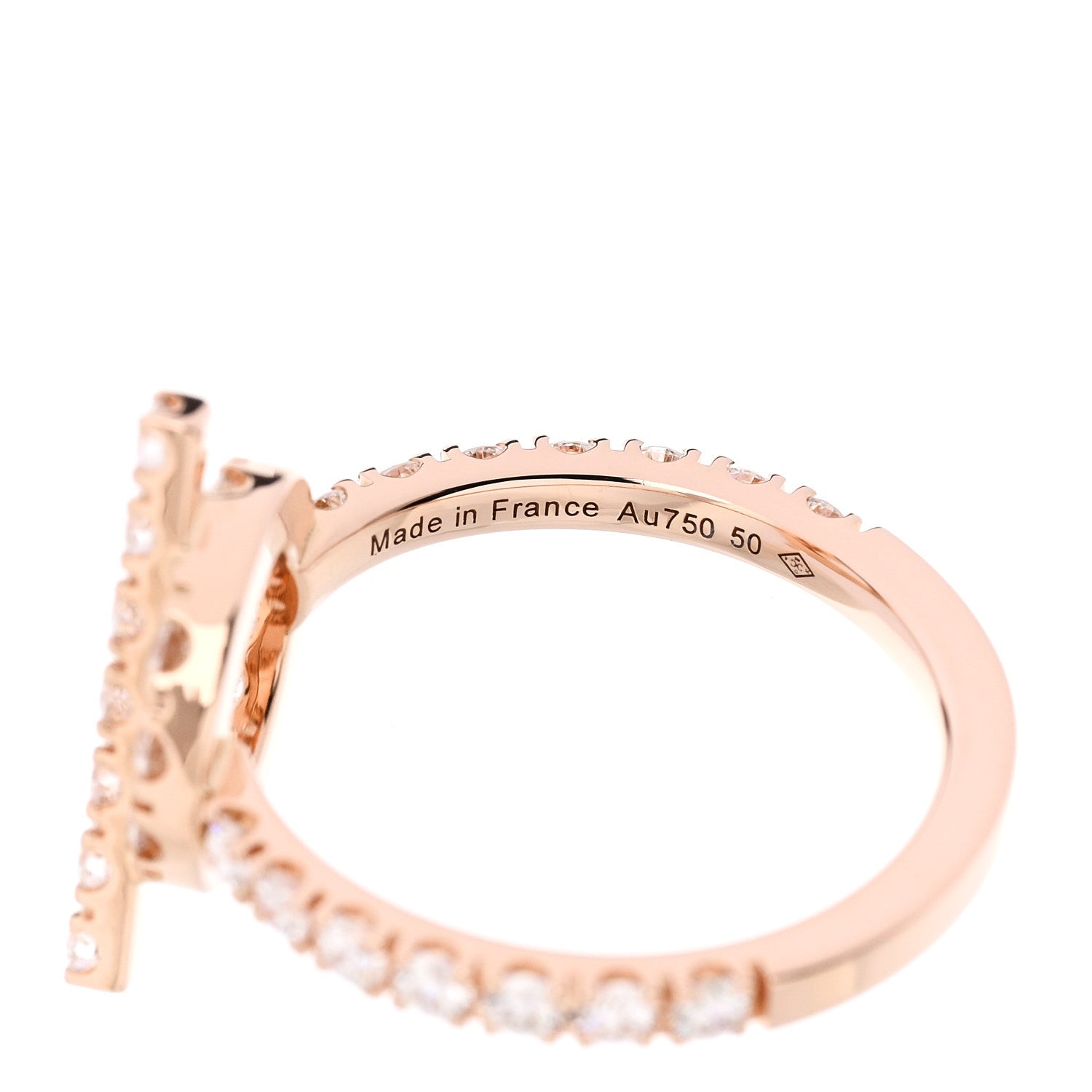 Hermes 18K Rose Gold Diamond Finesse Ring 50 5.25 5 of 6