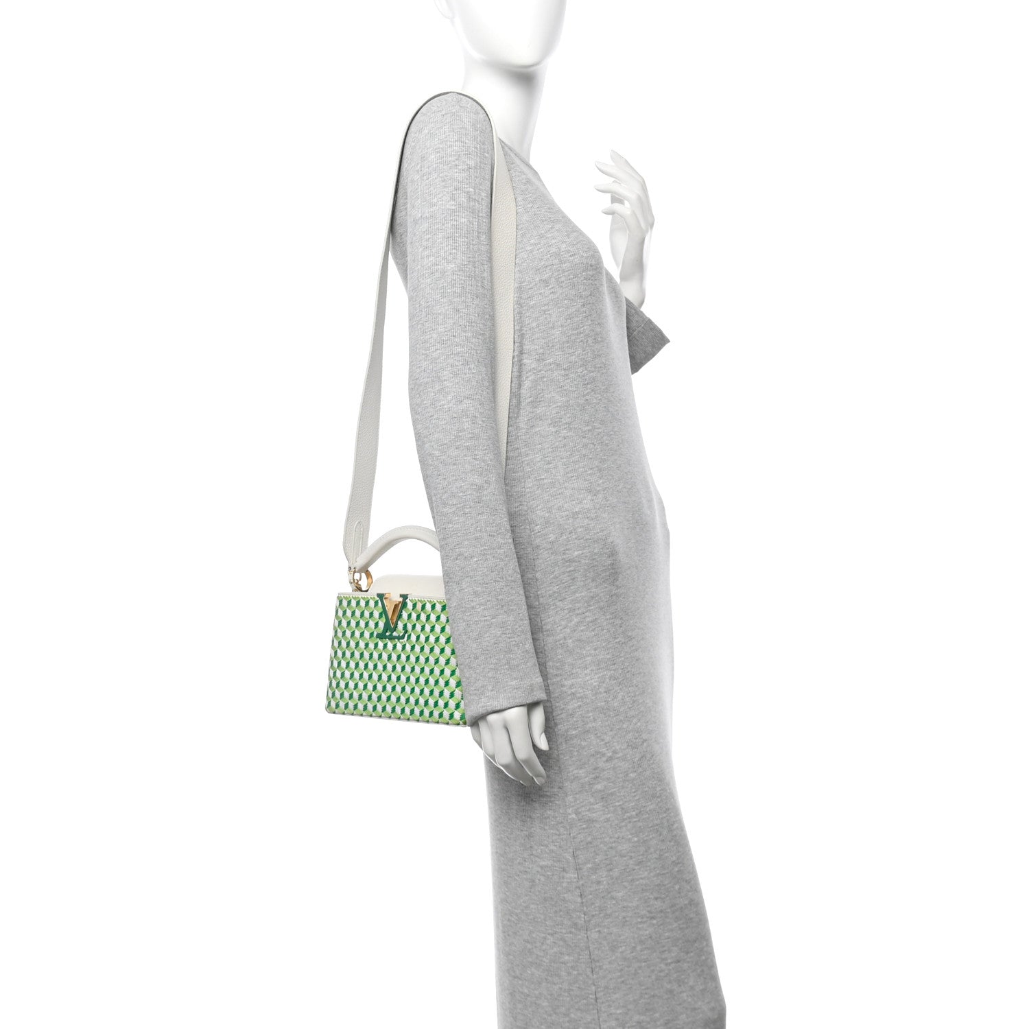 Louis Vuitton Taurillon Braided Capucines Mini Vert 2 of 11
