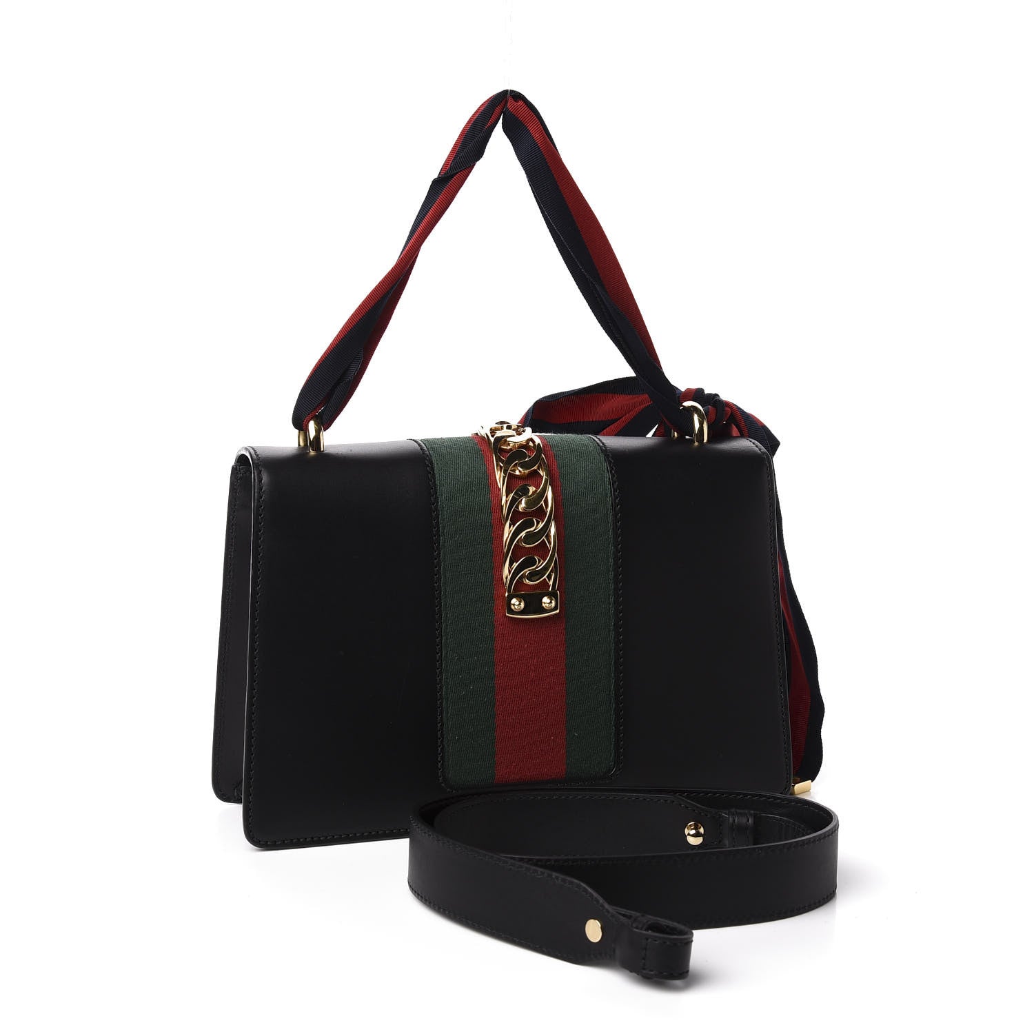 Gucci Calfskin Small Sylvie Shoulder Bag Black 2 of 13