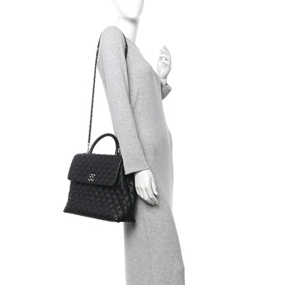 Chanel Caviar Quilted Large Coco Handle Flap Black 2 of 12