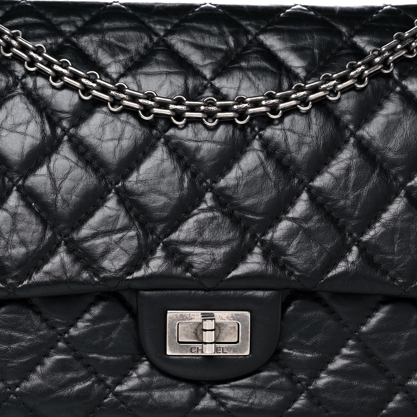 Aged Calfskin Quilted 2.55 Reissue 226 Flap Black