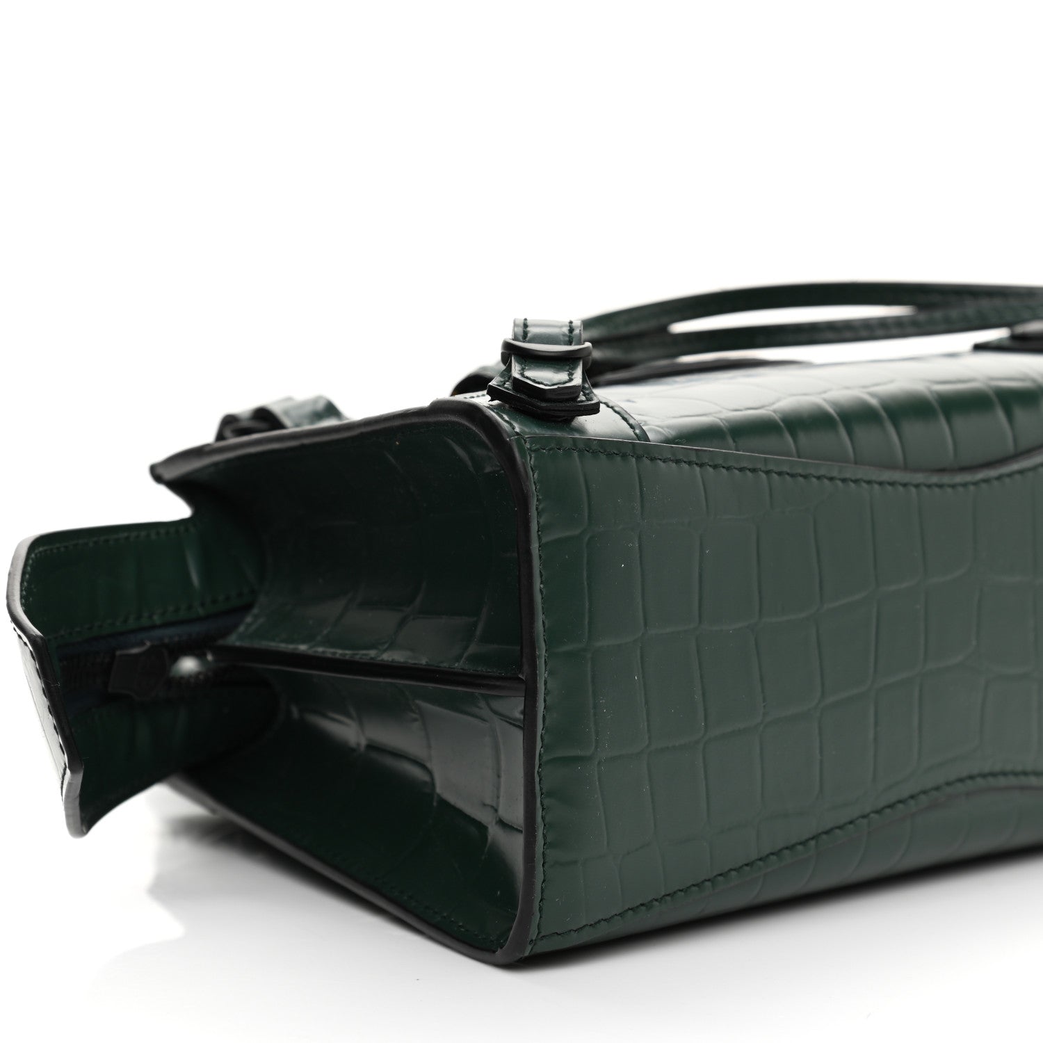 Balenciaga Semi Shiny Calfskin Crocodile Embossed Neo Classic Black Hardware Mini City Forest Green 8 of 9