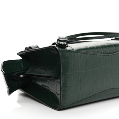 Balenciaga Semi Shiny Calfskin Crocodile Embossed Neo Classic Black Hardware Mini City Forest Green 8 of 9