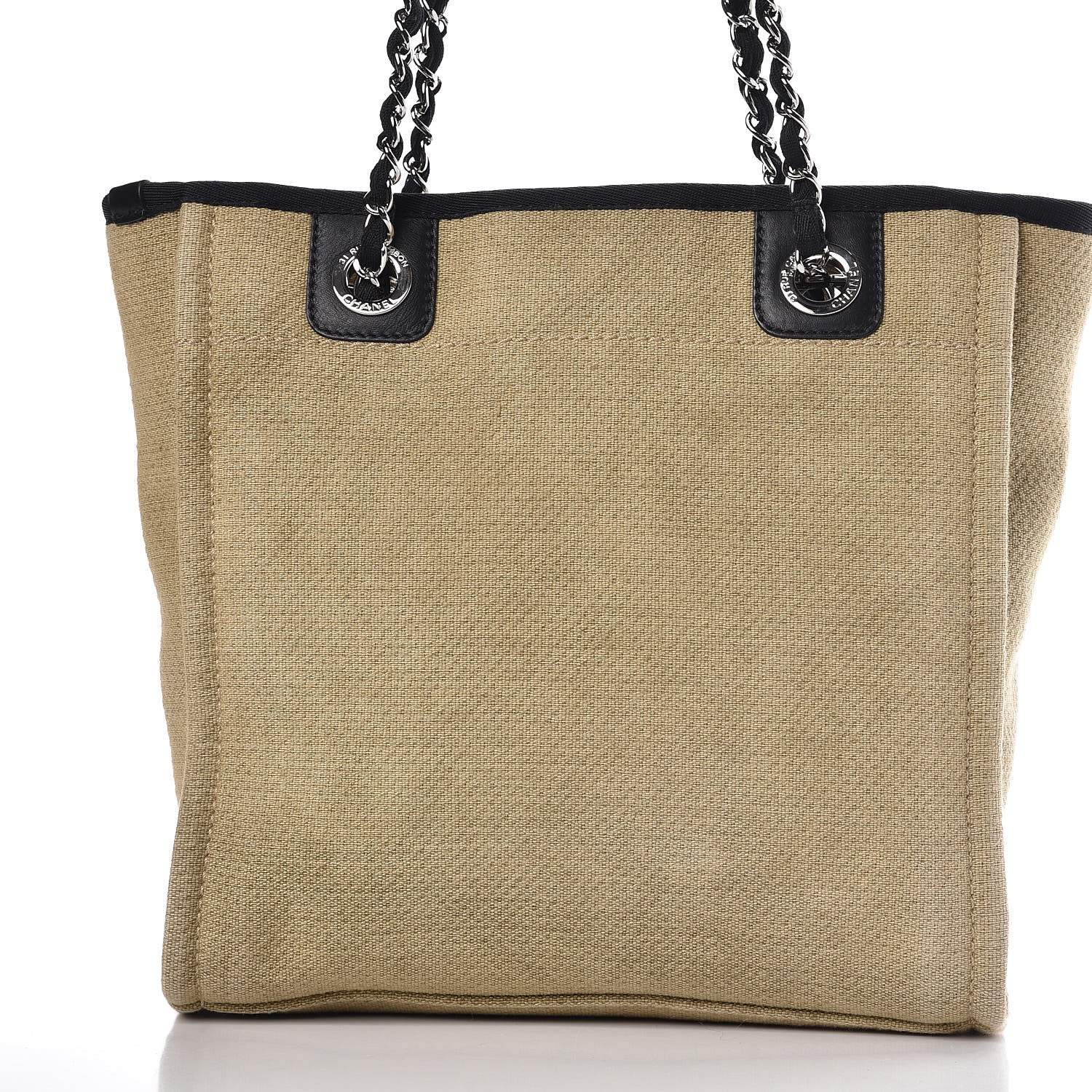 Chanel Canvas Mini Deauville Tote Beige Black 11 of 12