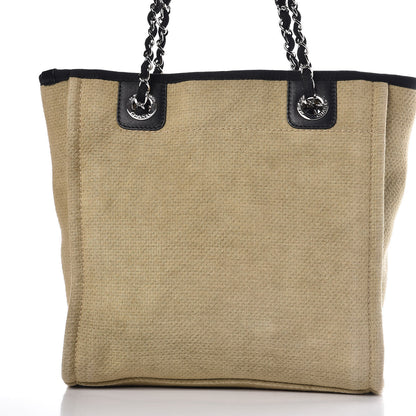 Chanel Canvas Mini Deauville Tote Beige Black 11 of 12