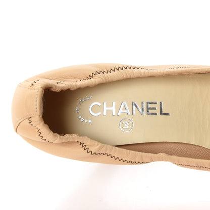 Chanel Lambskin Elastic Cap Toe Pumps 38 Beige Black 7 of 9