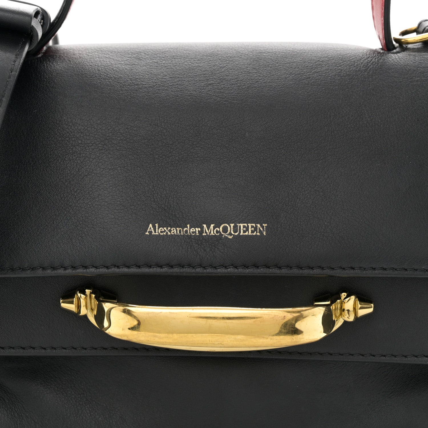 Alexander McQueen Calfskin The Small Story Bag Black Red 7 of 9