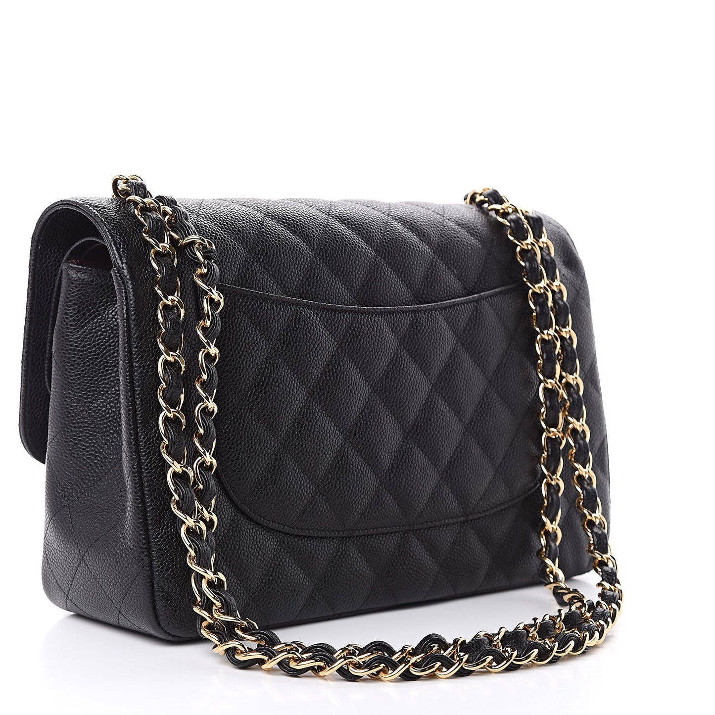 Caviar Quilted Jumbo Double Flap Black