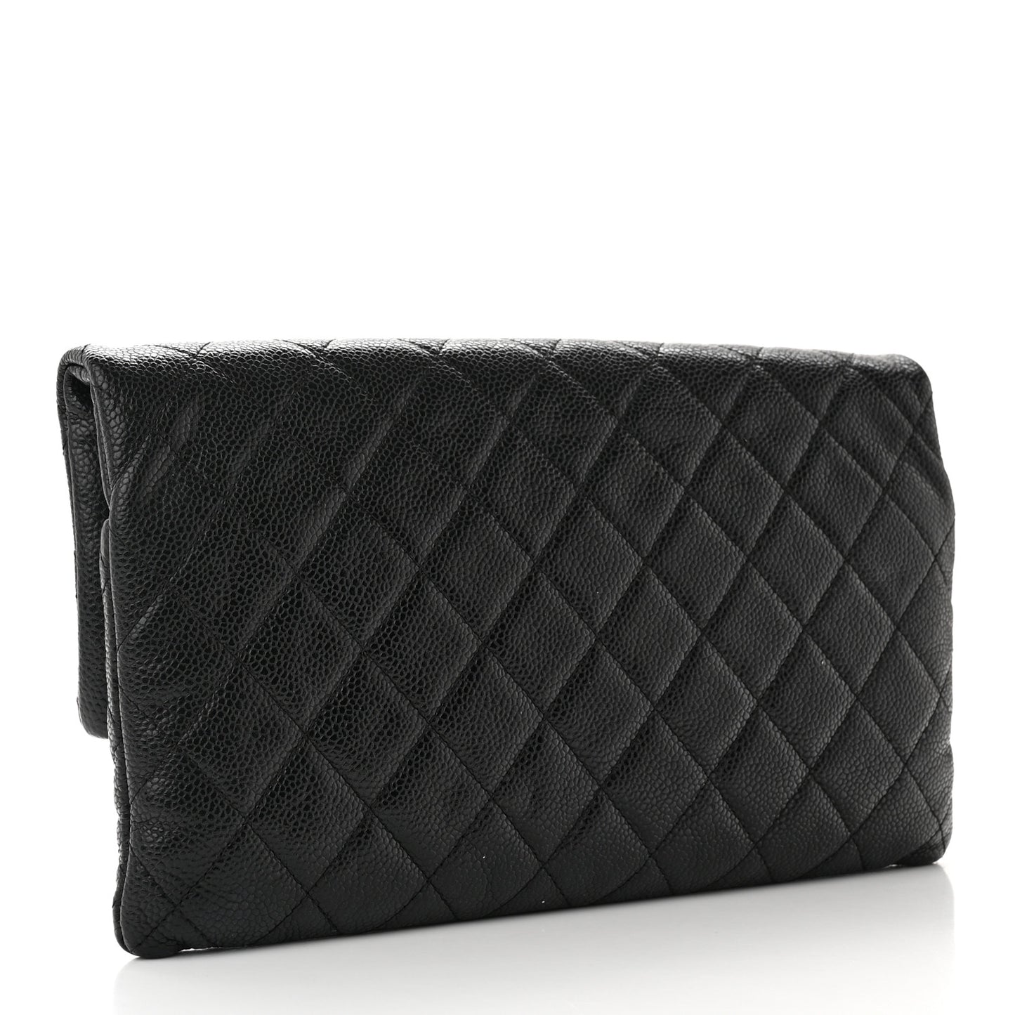 Caviar Quilted CC Beauty Clutch Black