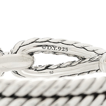 David Yurman Sterling Silver Diamond Cable Loop Hoop Earrings 4 of 4
