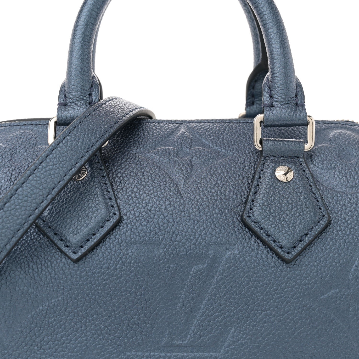 Louis Vuitton Metallic Empreinte Monogram Giant Speedy Bandouliere 20 Navy Nacre 7 of 9