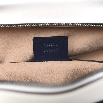 Gucci Vintage Effect Calfskin Matelasse Diagonal Small Torchon GG Marmont Bamboo Top Handle Shoulder Bag Mystic White Blue Agata 7 of 11