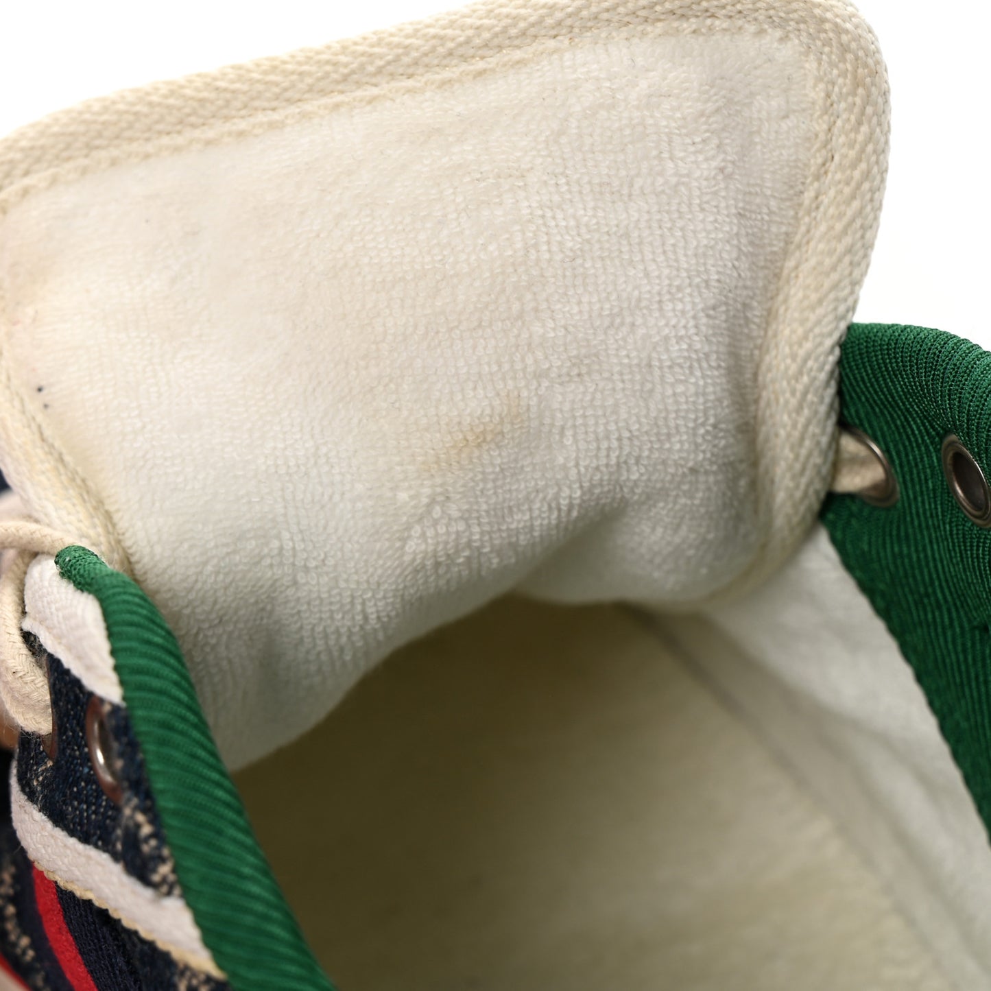 New Denim GG Monogram Web Womens 1977 Tennis Sneakers 37 Blue Tea Mystic White