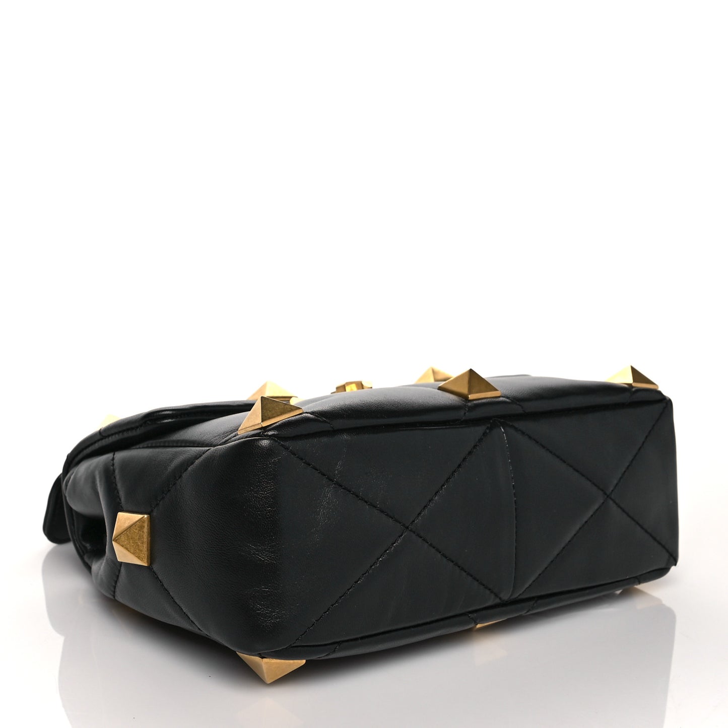 Nappa Medium Roman Stud Shoulder Bag Black