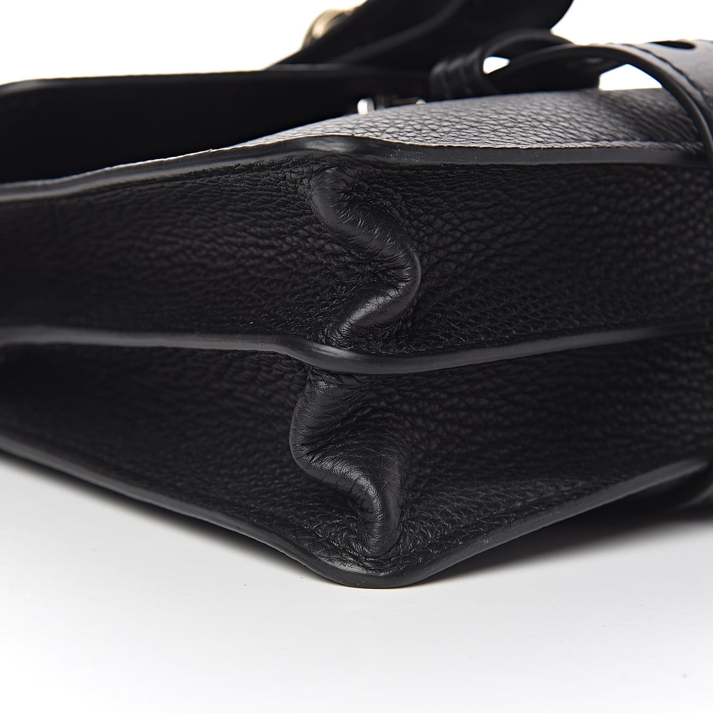 Shiny Grained Calfskin Small Aby Day Shoulder Bag Black