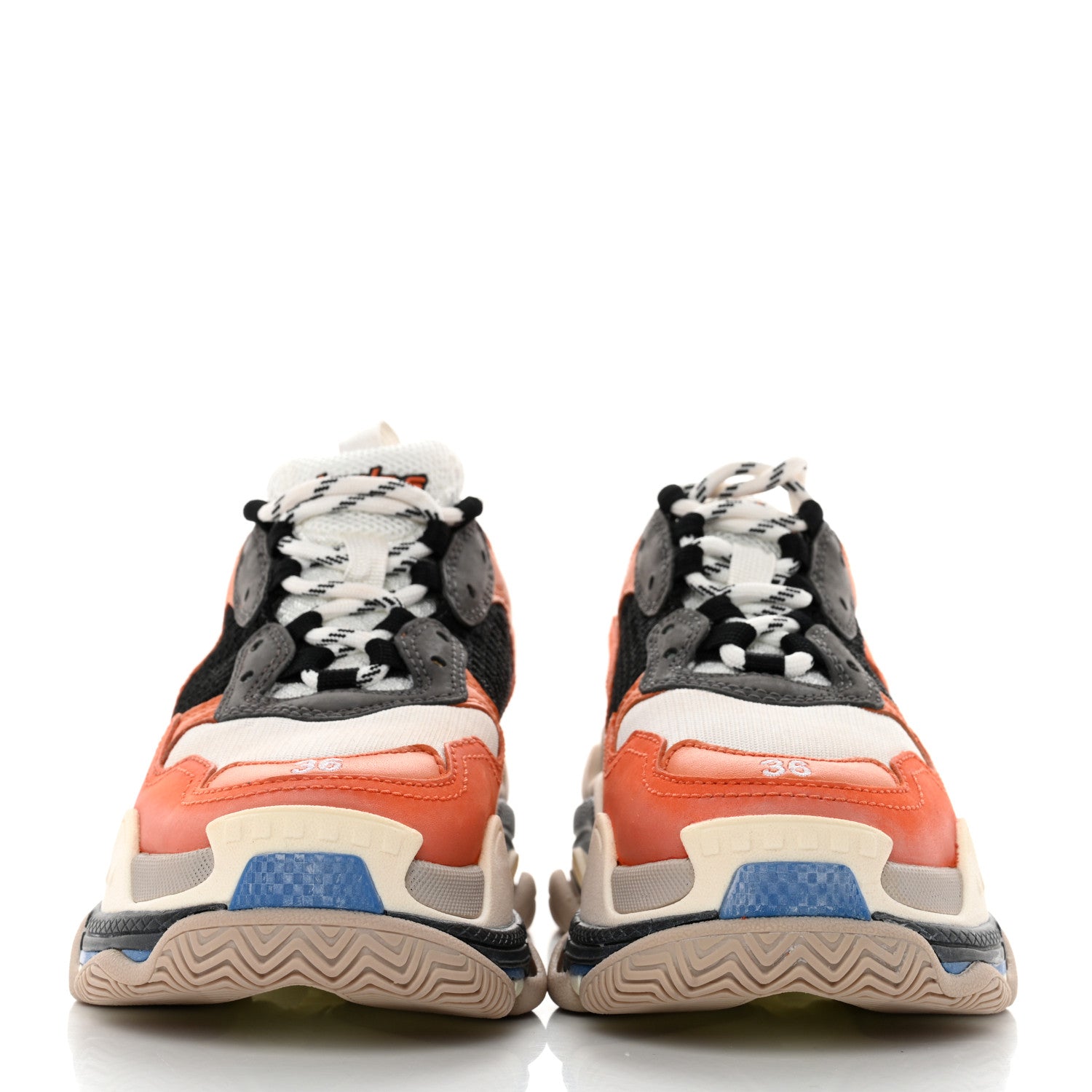 Balenciaga Mesh Nubuck Womens Triple S Sneakers 36 Orange Gris Black 2 of 8