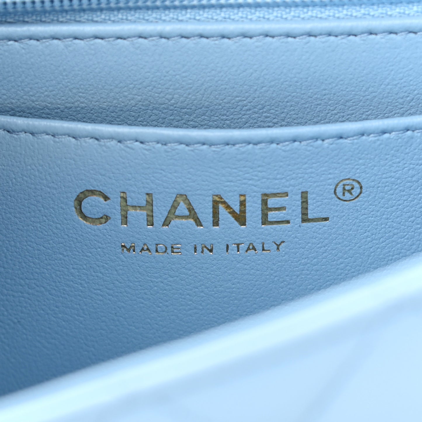 Lambskin Quilted Mini Rectangular Flap Light Blue