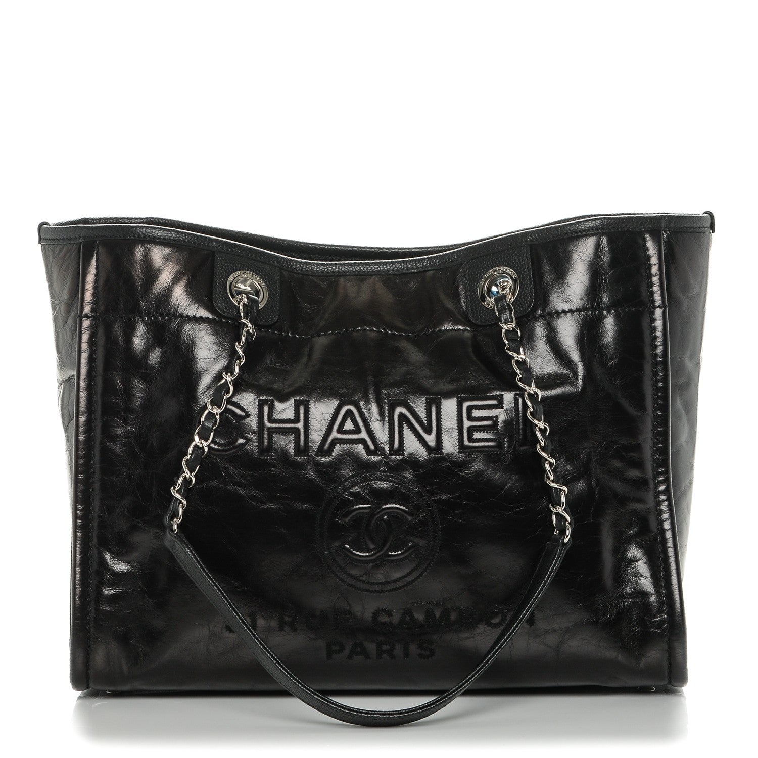 Chanel Glazed Calfskin Small Deauville Tote Black 1 of 7