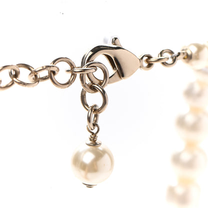 Chanel Pearl Crystal CC Dangle Short Necklace Gold 4 of 6