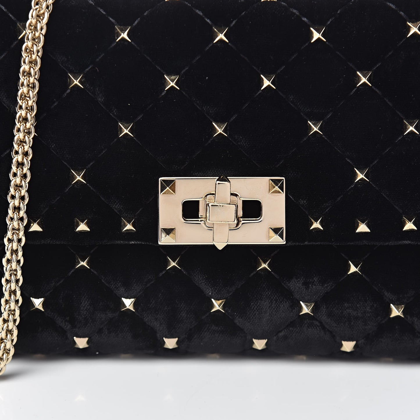 Velvet Rockstud Spike Wallet on Chain Black