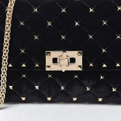 Valentino Garavani Velvet Rockstud Spike Wallet on Chain Black 9 of 9