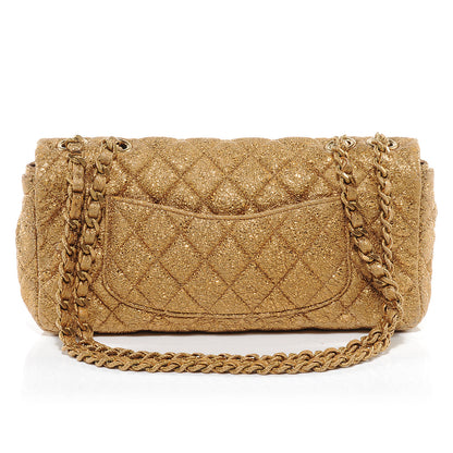 Chanel Crackled Quilted East West Flap Metallic Gold 4 of 8