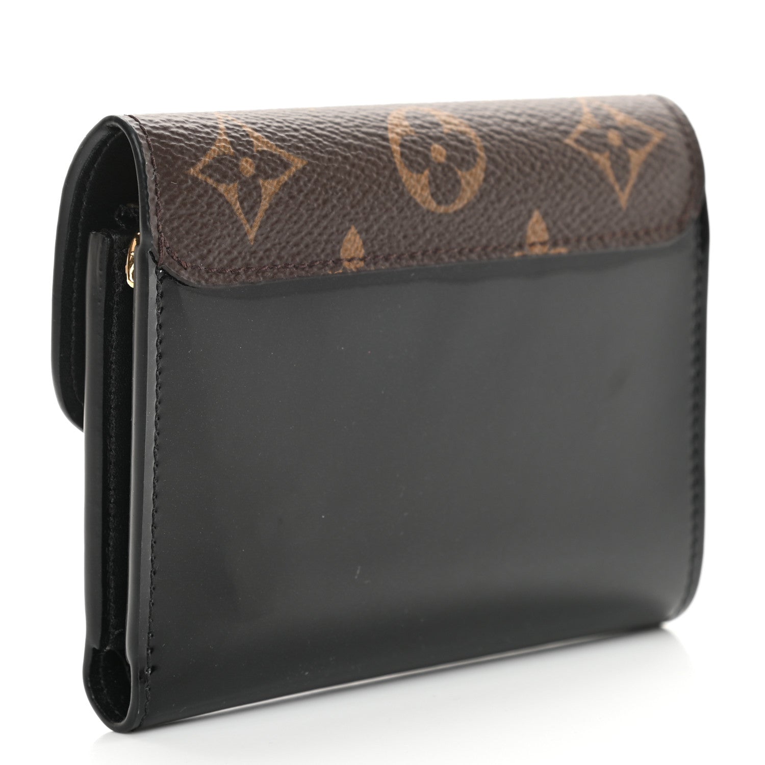 Louis Vuitton Patent Calfskin Monogram Cherrywood Compact Wallet Black 3 of 7